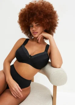 bonprix Große Cups D-H|Bhs|Minimizer-BH mit gepolsterten Trägern schwarz/kreidebeige