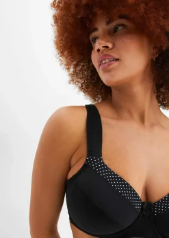 bonprix Große Cups D-H|Bhs|Minimizer-BH mit gepolsterten Trägern schwarz/kreidebeige