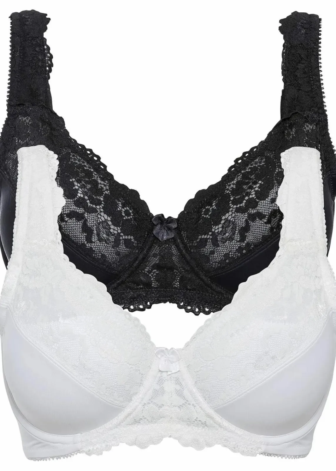 bonprix Große Cups D-H|Bhs|Minimizer-BH mit gepolsterten Trägern (2er Pack) schwarz+ecru