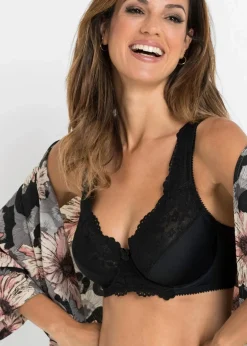 bonprix Große Cups D-H|Bhs|Minimizer-BH mit gepolsterten Trägern (2er Pack) schwarz+ecru