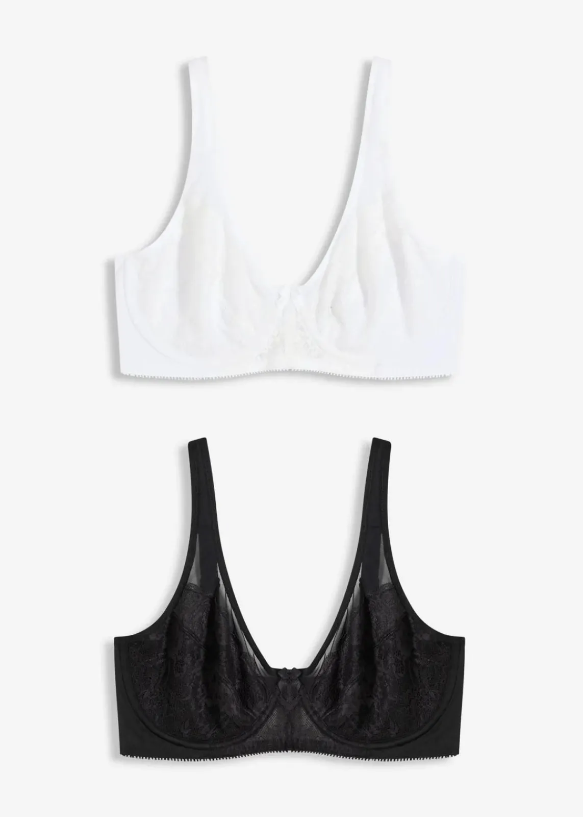 bonprix Wäsche·Dessous|Wäsche·Große Cups D-H|Minimizer-BH mit gepolsterten Trägern (2er Pack) weiß + schwarz