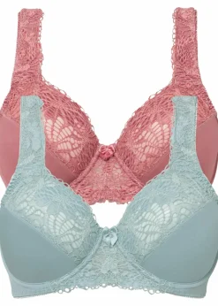 bonprix Große Cups D-H|Bhs|Minimizer-BH mit gepolsterten Trägern (2er Pack) hellmint+beerenrosé