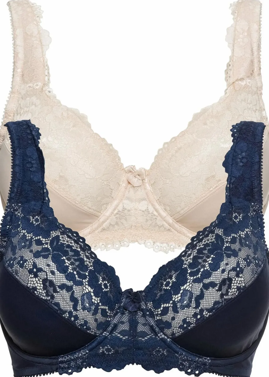 bonprix Große Cups D-H|Bhs|Minimizer-BH mit gepolsterten Trägern (2er Pack) dunkelblau+sandbeige
