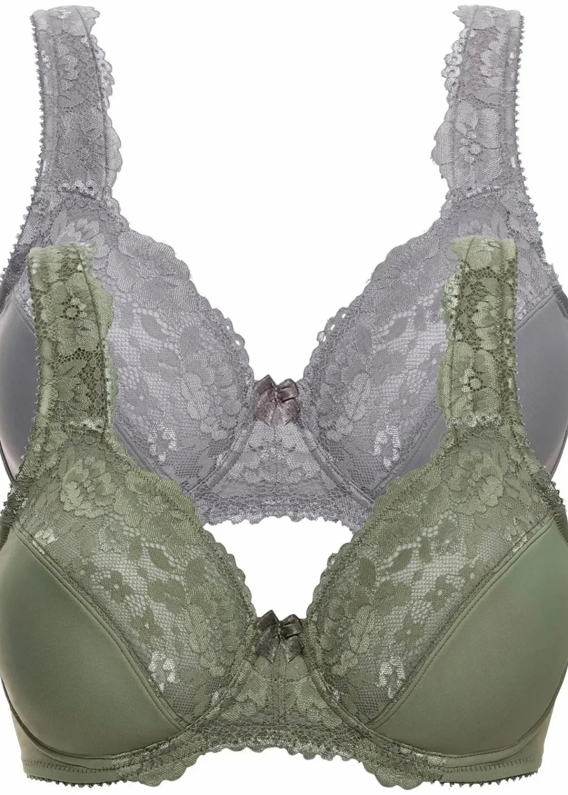bonprix Große Cups D-H|Bhs|Minimizer-BH mit gepolsterten Trägern (2er Pack) oliv+grau