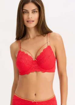 bonprix Wäsche·Dessous|Wäsche·Große Cups D-H|Minimizer-BH mit glitzernden Straps tiefrot