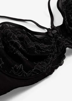 bonprix Wäsche·Dessous|Wäsche·Große Cups D-H|Minimizer-BH mit zarter Spitze schwarz/mattsilber