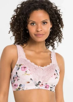 bonprix Wäsche·Dessous|Wäsche·Große Cups D-H|Minimizer-BH ohne Bügel mit gepolsterten Trägern zartrosa geblümt