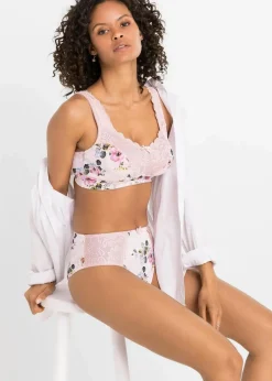 bonprix Wäsche·Dessous|Wäsche·Große Cups D-H|Minimizer-BH ohne Bügel mit gepolsterten Trägern zartrosa geblümt