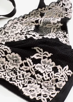 bonprix Wäsche·Dessous|Wäsche·Große Cups D-H|Minimizer-BH ohne Bügel mit gepolsterten Trägern schwarz/wollweiß