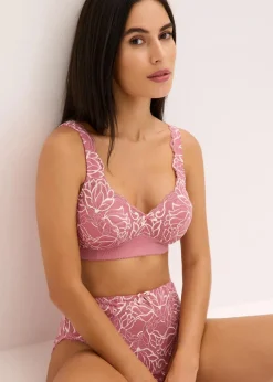 bonprix Wäsche·Dessous|Wäsche·Große Cups D-H|Minimizer-BH ohne Bügel mit gepolsterten Trägern beerensorbet/wollweiß