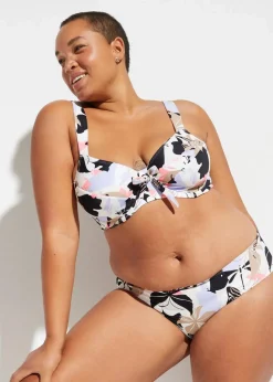 bonprix Nachhaltigere Materialien|Bademode·Bikinis|Minimizer-Bikini mit gepolsterten Trägern (2-tlg.Set) weiß/schwarz/flieder floral