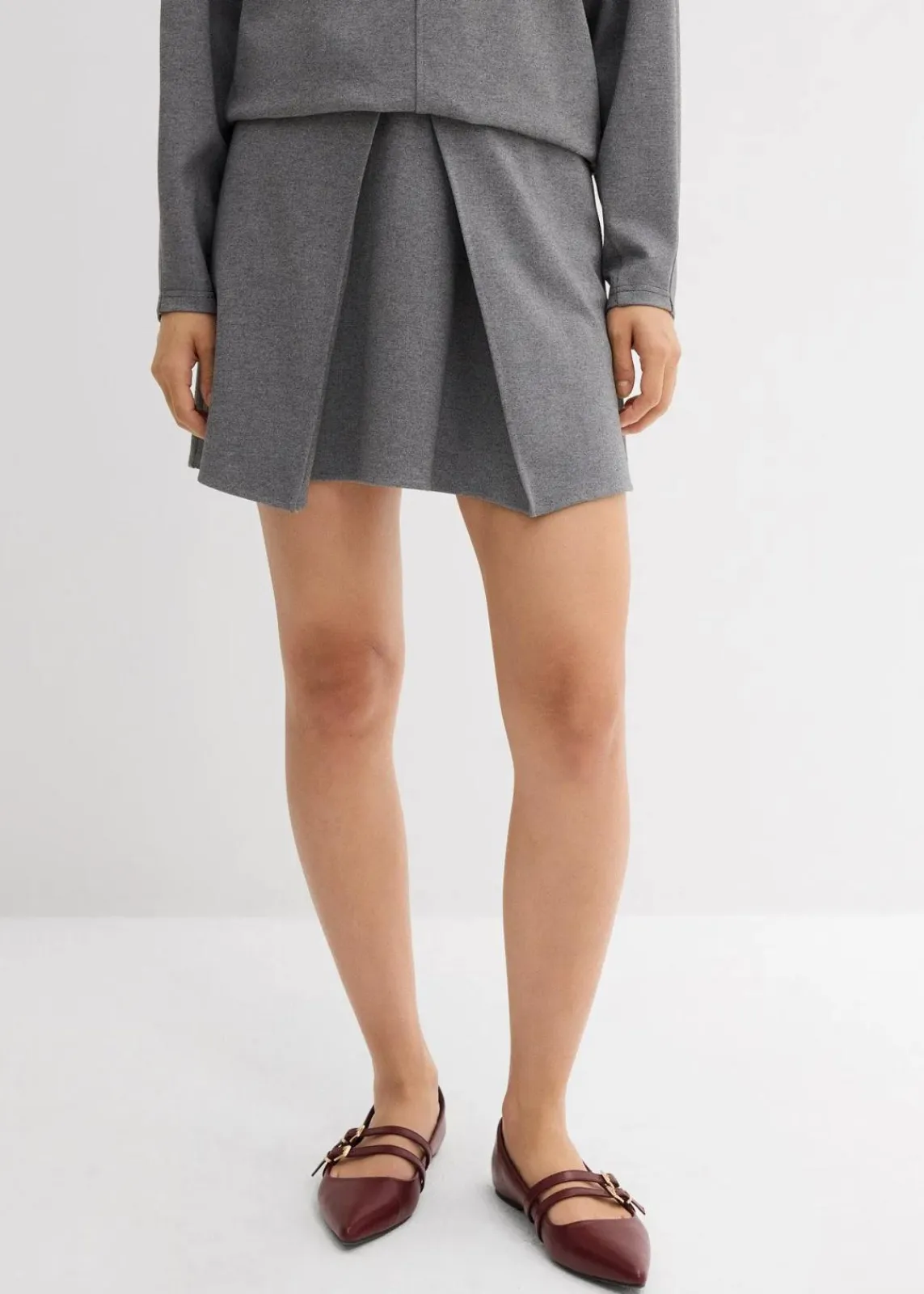 bonprix Röcke|Zweiteiler & Sets|Minirock aus bequemen Punto di Roma grau meliert meliert