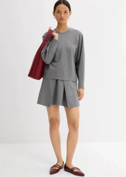 bonprix Röcke|Zweiteiler & Sets|Minirock aus bequemen Punto di Roma grau meliert meliert