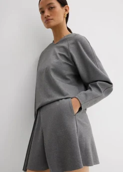 bonprix Röcke|Zweiteiler & Sets|Minirock aus bequemen Punto di Roma grau meliert meliert