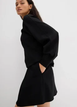 bonprix Bekleidung·Sportbekleidung|Zweiteiler & Sets|Minirock aus bequemen Punto di Roma schwarz