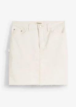 bonprix Bekleidung·Sportbekleidung|Röcke|Minirock aus elastischem Baumwoll-Mix wollweiß