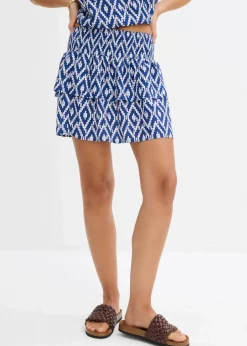 bonprix Nachhaltigere Materialien|Röcke|Minirock aus fließender Viskose gletscherblau/weiß graphisch bedruckt