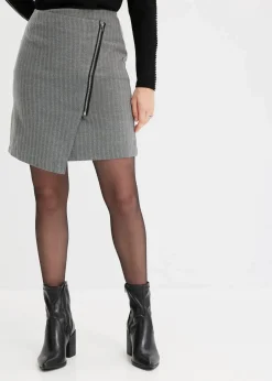 bonprix Bekleidung·Sportbekleidung|Nachhaltigere Materialien|Minirock in Wickeloptik grau