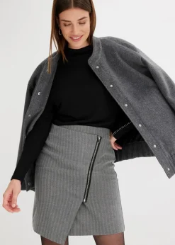 bonprix Bekleidung·Sportbekleidung|Nachhaltigere Materialien|Minirock in Wickeloptik grau