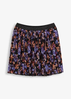 bonprix Röcke|Minirock mit Plissee schwarz geblümt