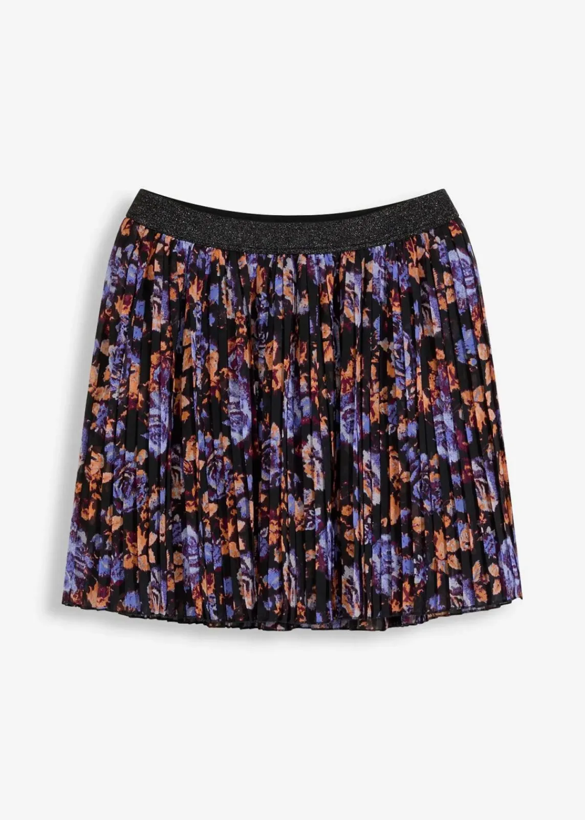 bonprix Röcke|Minirock mit Plissee schwarz geblümt