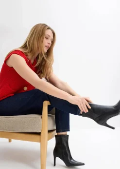 bonprix Bekleidung·Shirts & Tops|Jeans|Mom Jeans High Waist, cropped tiefblau denim ungewaschen