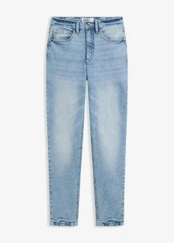 bonprix Jeans|Bekleidung·Shirts & Tops|Mom Jeans High Waist, Stretch hellblau denim used