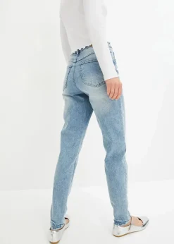 bonprix Jeans|Bekleidung·Shirts & Tops|Mom Jeans High Waist, Stretch hellblau denim used