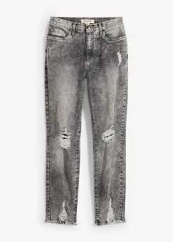 Mom-Jeans High Waist mit Destroy-Effekten|bonprix New