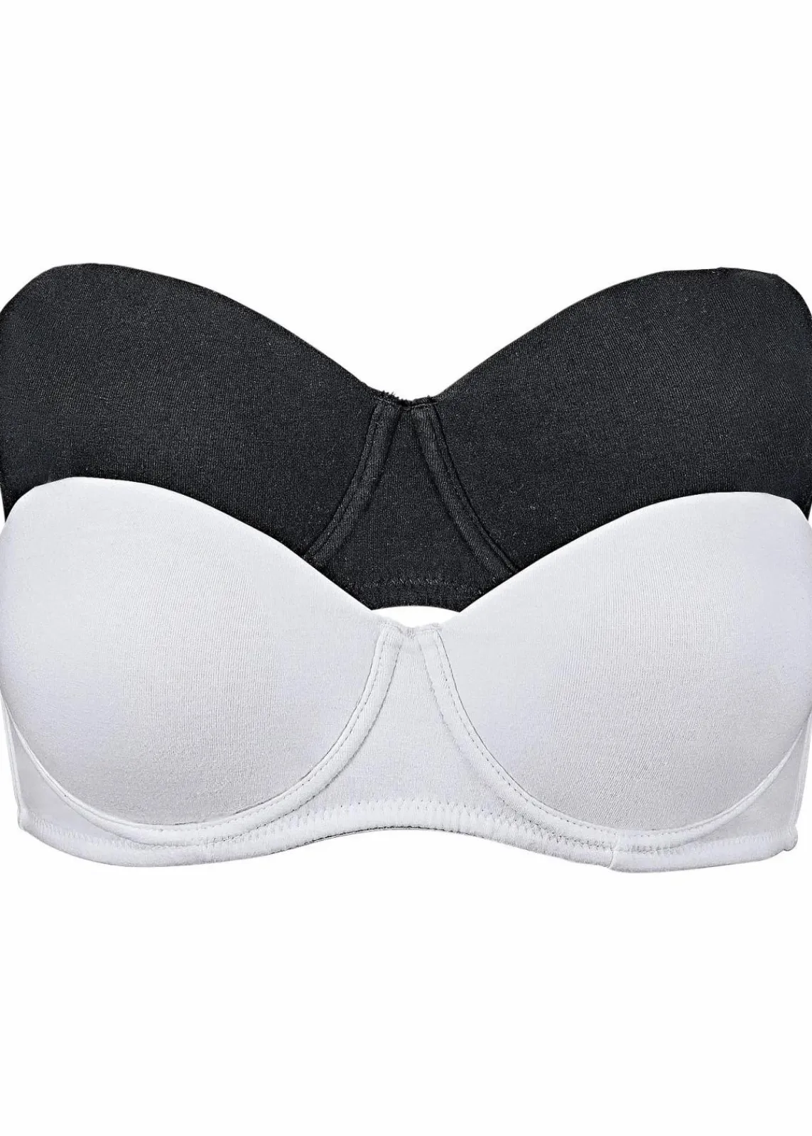 bonprix Große Cups D-H|Nachhaltigere Materialien|Multiway BH mit Bügel mit Bio-Baumwolle (2er Pack) weiss + schwarz