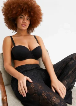 bonprix Große Cups D-H|Nachhaltigere Materialien|Multiway BH mit Bügel mit Bio-Baumwolle (2er Pack) weiss + schwarz