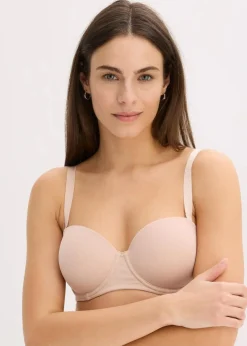 bonprix Große Cups D-H|Nachhaltigere Materialien|Multiway BH mit Bügel mit Bio-Baumwolle (2er Pack) wollweiß + mattbeige 