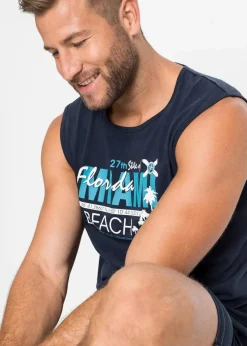 bonprix Große Größen|Shirts & Polos|Muskel-Shirt aus reiner Bio-Baumwolle dunkelblau bedruckt