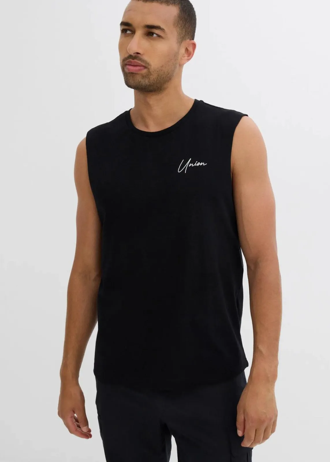 bonprix Große Größen|Shirts & Polos|Muskelshirt (2er Pack) aus reiner Bio-Baumwolle, Loose Fit schwarz+weiß