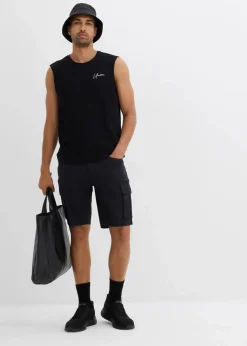 bonprix Große Größen|Shirts & Polos|Muskelshirt (2er Pack) aus reiner Bio-Baumwolle, Loose Fit schwarz+weiß