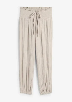 bonprix Bekleidung·Kleider|Hosen|Musselin Hose mit Smockbund steingrau