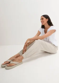 bonprix Bekleidung·Kleider|Hosen|Musselin Hose mit Smockbund steingrau