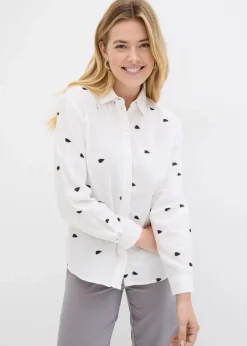 Musselin-Bluse mit Herzen|bonprix Clearance