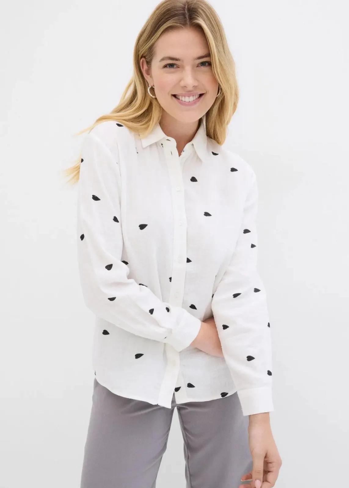 Musselin-Bluse mit Herzen|bonprix Clearance