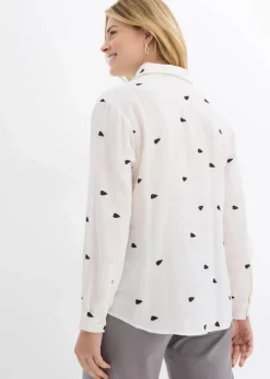 Musselin-Bluse mit Herzen|bonprix Clearance