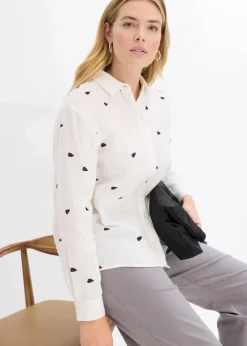 Musselin-Bluse mit Herzen|bonprix Clearance