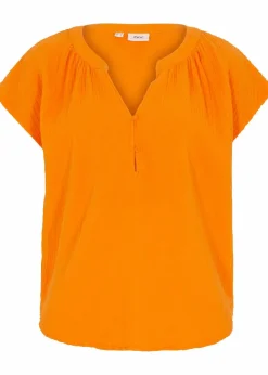 bonprix Blusen & Tuniken|Bekleidung·Jacken & Mäntel|Musselin-Blusentop aus reiner Baumwolle kürbisorange