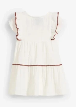 bonprix Overalls & Sets|Bio Baumwolle|Musselin-Kleid aus reiner Baumwolle naturbeige/mahagonibraun