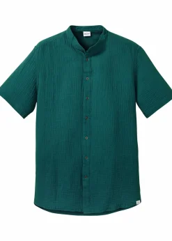 bonprix Große Größen|Hemden|Musselin-Kurzarmhemd petrol