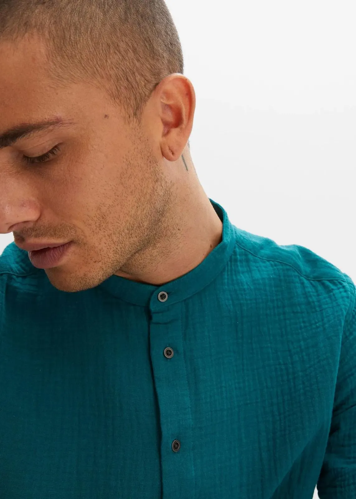 bonprix Große Größen|Hemden|Musselin-Kurzarmhemd petrol