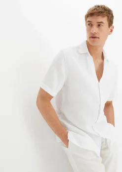 bonprix Große Größen|Hemden|Musselin-Kurzarmhemd aus reiner Baumwolle weiß