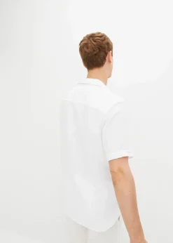 bonprix Große Größen|Hemden|Musselin-Kurzarmhemd aus reiner Baumwolle weiß