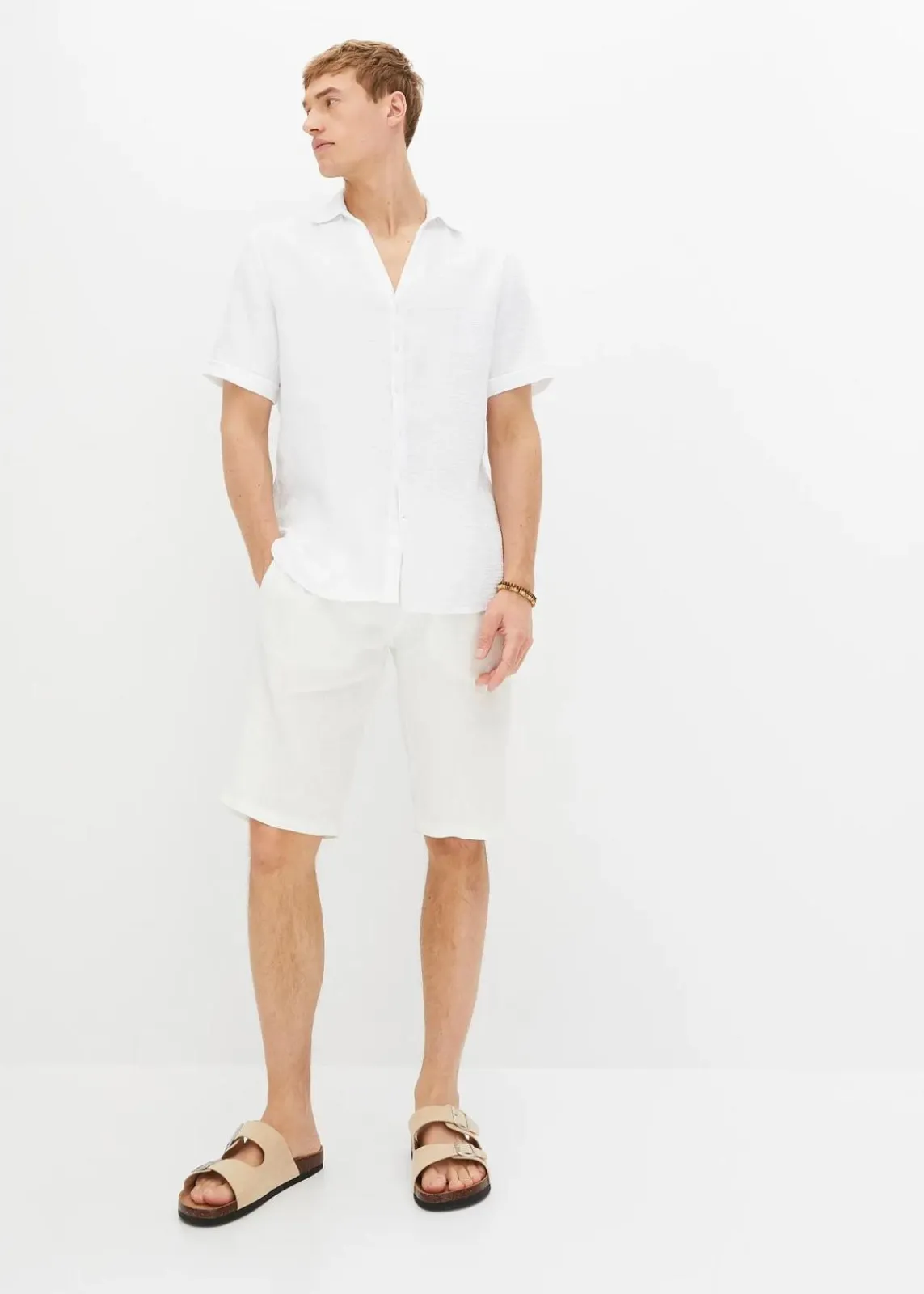 bonprix Große Größen|Hemden|Musselin-Kurzarmhemd aus reiner Baumwolle weiß