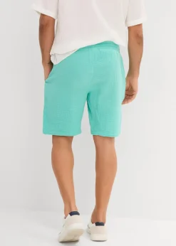 bonprix Große Größen|Shorts|Musselin-Shorts aus reiner Baumwolle, Regular Fit pazifikgrün