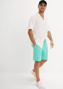 bonprix Große Größen|Shorts|Musselin-Shorts aus reiner Baumwolle, Regular Fit pazifikgrün